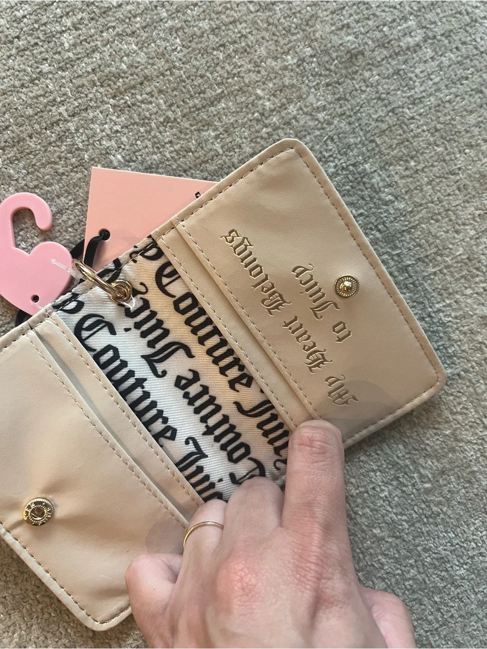 Juicy Couture Blue Strawberry Card Holder with Gold Heart Keychain